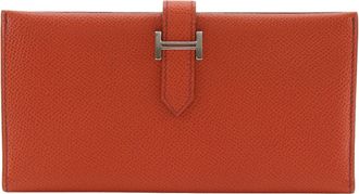 Herm&egrave;s Orange Epsom Leather Long Wallet (Bi-Fold) (Pre-Owned)