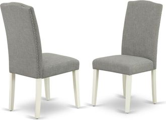 East West Furniture Dining Chair Linen White, ENP2T06