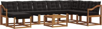 vidaXL Conjunto De Sof&aacute;s De Exterior 9 Uds. Natural Y Negro Vidaxl
