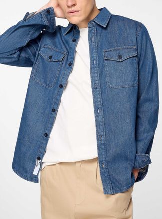 A.P.C. Mens Faded indigo denim overshirt