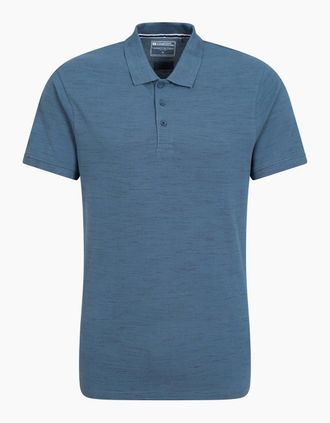Mountain Warehouse Mens Mountain Warehouse Mens Dawnay Textured Pique Polo Shirt - Blue - Size: 40