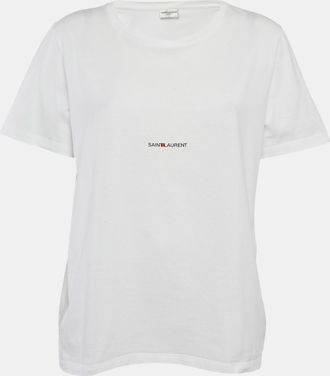 Saint Laurent Saint Laurent White Logo Print Jersey T-Shirt L