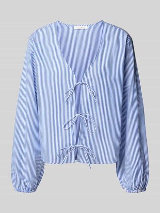 Christian Berg Relaxed Fit Langarmbluse aus reiner Baumwolle mit Schn&uuml;rverschluss in Blau, Gr&ouml;&szlig;e 42