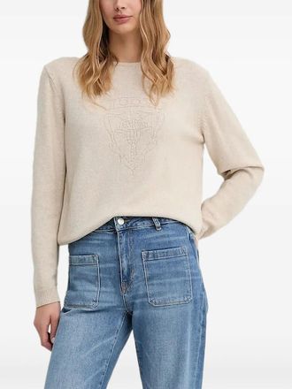 Joop embroidered crest sweater - Neutrals
