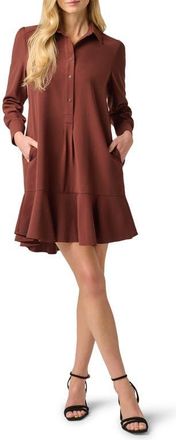 Adrianna Papell Hailey Button-Up Shift Shirtdress in Chocolate at Nordstrom, Size X-Large