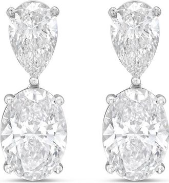 Diana M. Jewels 14K White Gold 15.00 Cts of Lab grown pear and oval shape diamond drop earrings