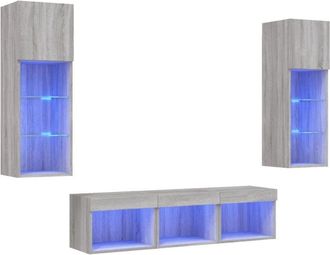 vidaXL Vidaxl - 5 Piece tv Wall Units with led Grey Sonoma Engineered Wood