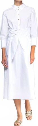 Vilagallo Button Front Midi Dress In White