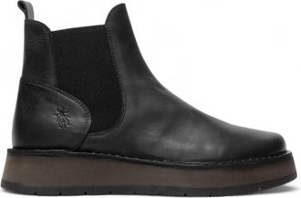 FLY London Dames Zwarte RAWI131 Chelsea Leren Enkellaarsjes met Klassieke Comfort