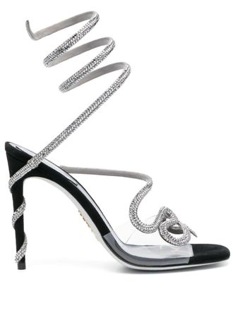 Rene Caovilla open-toe animal-detail sandals - women - Calf Leather/Fabric/Calf Leather - 36 1/2 - Grey