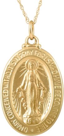Pompeii3 14k Yellow Gold St. Mary Medal Pendant 1 Tall 2 Grams