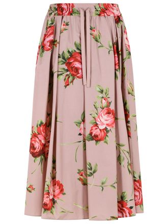 Dolce & Gabbana Rose op basis midi-rok met rozenboeketprint