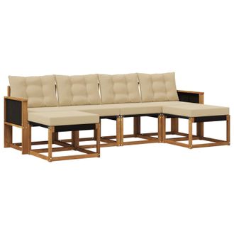 vidaXL Conjunto De Sof&aacute;s De Exterior Con Coj&iacute;n 6 Pcs Natural Y Beige Vidaxl