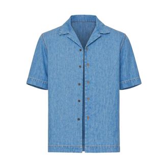 Dries Van Noten Short Sleeve Shirts, male, Blue, Size: XL Cotton Shirt