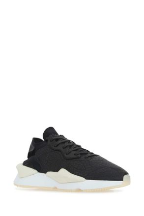Yohji Yamamoto Unisex Black Leather And Fabric Y-3 Kaiwa Sneakers Blackcwhite