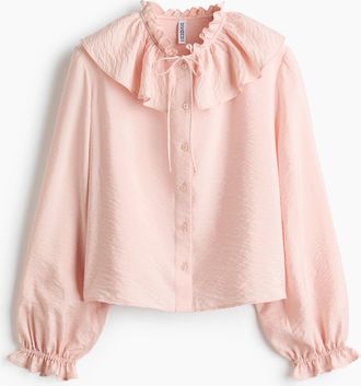 H&M Bluse mit Volants - Puderrosa