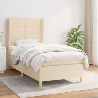 vidaXL Cama Box Spring Con Colch&oacute;n Tela Color Crema 90x190 Cm Vidaxl