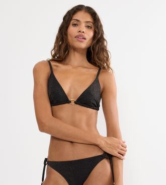 Triumph Triangel-Bikini-Top TRIUMPH Summer Sunset N, Damen, Gr. 36, Cup D, schwarz, Glitzergarne;Microfaser, Obermaterial: 70% Polyamid, 16% metallisierte Fas