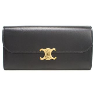 Celine Black Leather Long Wallet (Bi-Fold) (Pre-Owned)