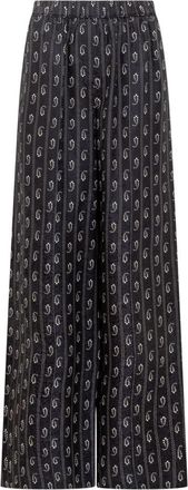 Tory Burch Jacquard Zijden Broek - Dames - Wijde Broeken - Blauw - XS - Broeken
