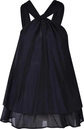 Attic and Barn Black Keyhole Back Sleeveless Cotton-Silk Top