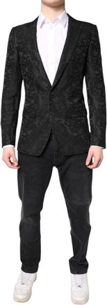 Dolce & Gabbana Black Floral Jacquard Coat Jacket Mens Blazer