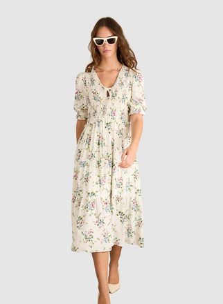 Baukjen Melania smock Midi dress in White Bouquet at Nordstrom, Size 14