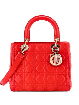 Dior Lady Dior Bag Cannage Quilt Lambskin Medium satchel - women - Calf Leather - One Size - Red