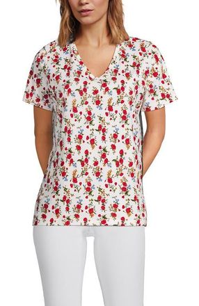 Lands End Relaxed Supima Cotton T-Shirt in Ivory Mini Poppy Floral at Nordstrom, Size X-Small