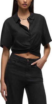 Hudson Knotted Button Down Linen-Blend Shirt