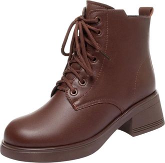 Generic Women Boots Winter Genuine Leather Snow Boots Vintage Warm Motorcycle Shoes