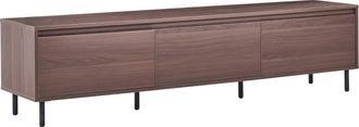 Beliani Mueble Tv Moderno Minimalista Aparador Patas De Metal Negro 3 Puertas Compartimento Marr&oacute;n Oscuro Nikea