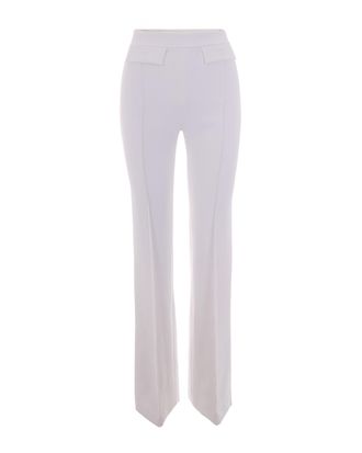 Elisabetta Franchi Double Crepe Stretch Trousers with Embroidered Logo