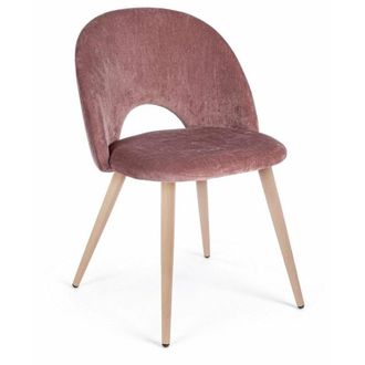 BIZZOTTO Sedia Linzey con gambe in acciaio verniciate effetto legno naturale, per arredo interno 53 x 60 x h 82 cm -Rosa / Confezione da 2 pezzi