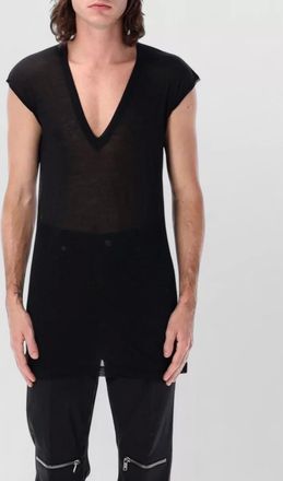 Rick Owens deep v neck sleeveless cotton jersey top
