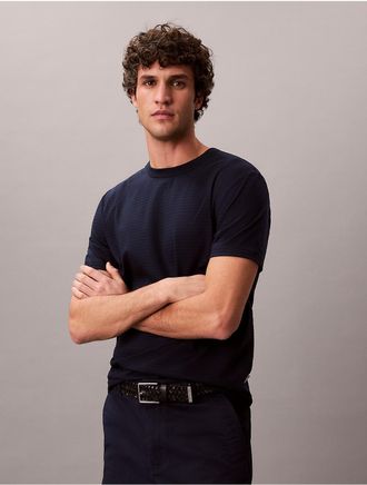 Calvin Klein Mens Textured Stripe Classic T-Shirt - Blue - 2XL