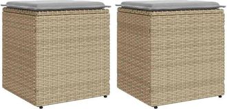 vidaXL Sgabelli Giardino con Cuscini 4pz Beige 40x40x43 cm Polyrattan - Vidaxl