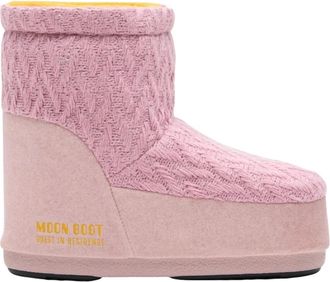 Moon Boot Fitness, Dames, Roze, 39 EU, Wol, Icon Low No Lace Knit Boots
