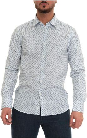Canali Dress Neck Italia Shirt - Heren - Casual Overhemden - Blauw - 2XL - Katoen - Overhemden