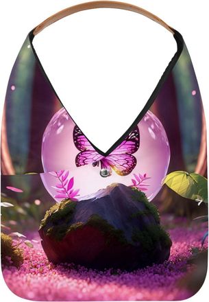 Generic Butterfly Crystal Ball Reusable Lightweight Grocery Bags - Foldable Into Compact Pouch, Washable & Sturdy, Multipurpose for Shopping and Travel