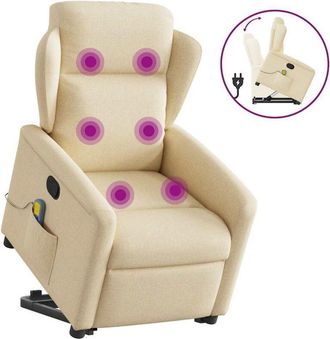vidaXL Silla De Masaje Reclinable De Pie De Tela Color Crema Vidaxl