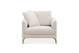 Castlery Lena Armchair Customized, (Performance Boucle) Cream (Brass Legs), Spill Resistant, Removable Covers for Castlery Chairs, Beige, Furniture
