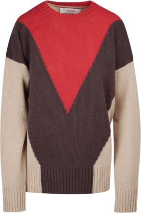 Jucca Maglia Tricolore Over - Dames - Ronde hals truien - Veelkleurig - M - Wol - Truien & Vesten