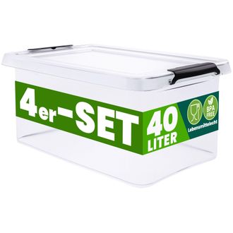 Deuba Caja Almacenaje Apilable Contenedor Transparente Orden Almacenamiento Organizador Libre De Bpa Cesta Juguetes Libros Ropa Mantas Alimentos 4x40l (de)