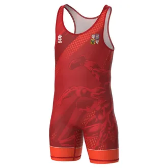 OEM Leotardo De Lucha Libre Infantil Con El S&iacute;mbolo De La Rep&uacute;blica Checa, N&uacute;mero 116, Color Rojo