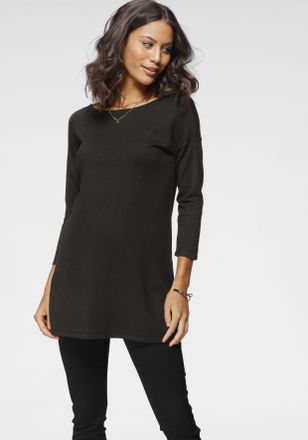 Laura Scott Longpullover LAURA SCOTT, Damen, Gr. 36, schwarz, Feinstrick, Obermaterial: 70% Viskose, 30% Polyamid, meliert, unifarben, Basic, l&auml;ssig geschnitten, 