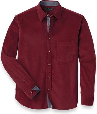 Paul Fredrick Slim Fit Cotton Corduroy Casual Shirt in Burgundy at Nordstrom, Size X-Large
