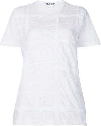 Comme Des Gar&ccedil;ons White Checks Crew Neck Top