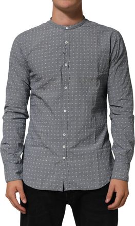 Aglini Polka Dot Cotton Button Down Long Sleeves Mens Shirt