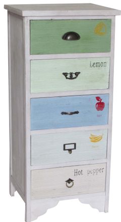 Biscottini International Cajonera Vintage Multicolor De Madera De Paulonia L43xpr35xh95 Cm